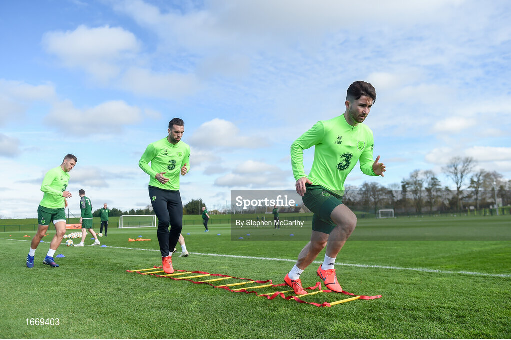 20 March 2019; Sean Maguire during a Republic of Ireland training session at the FAI National Training Centre in Abbotstown, Dublin. Photo by Stephen McCarthy/Sportsfile
