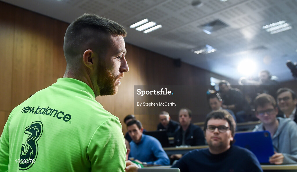 20 March 2019; Jack Byrne after greeting the media upon his arrival for a Republic of Ireland press conference at the FAI National Training Centre in Abbotstown, Dublin. Photo by Stephen McCarthy/Sportsfile