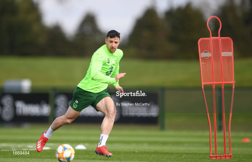 20 March 2019; Enda Stevens during a Republic of Ireland training session at the FAI National Training Centre in Abbotstown, Dublin. Photo by Stephen McCarthy/Sportsfile