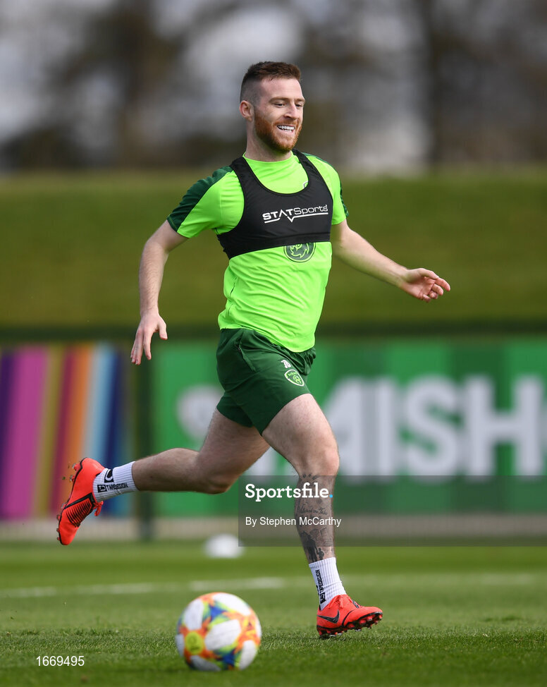 20 March 2019; Jack Byrne during a Republic of Ireland training session at the FAI National Training Centre in Abbotstown, Dublin. Photo by Stephen McCarthy/Sportsfile