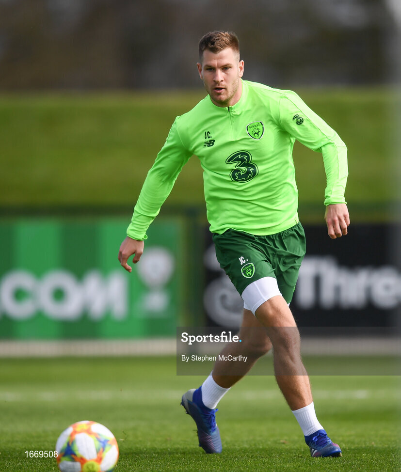 20 March 2019; James Collins during a Republic of Ireland training session at the FAI National Training Centre in Abbotstown, Dublin. Photo by Stephen McCarthy/Sportsfile