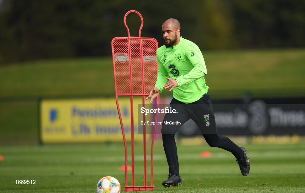 20 March 2019; David McGoldrick during a Republic of Ireland training session at the FAI National Training Centre in Abbotstown, Dublin. Photo by Stephen McCarthy/Sportsfile