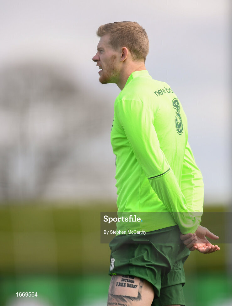 20 March 2019; James McClean during a Republic of Ireland training session at the FAI National Training Centre in Abbotstown, Dublin. Photo by Stephen McCarthy/Sportsfile
