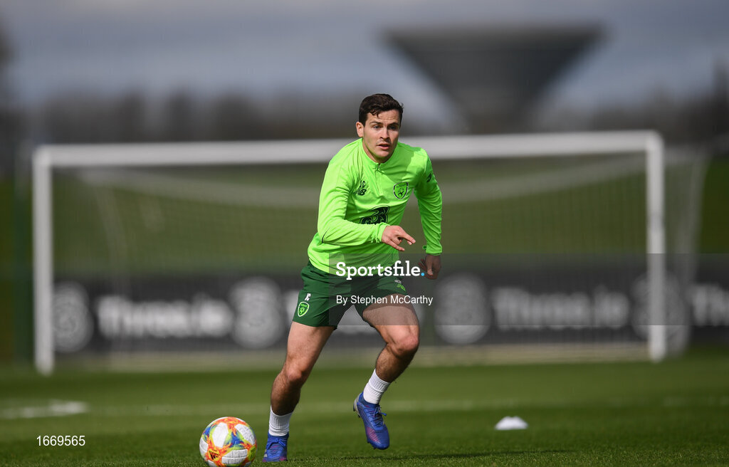 20 March 2019; Josh Cullen during a Republic of Ireland training session at the FAI National Training Centre in Abbotstown, Dublin. Photo by Stephen McCarthy/Sportsfile