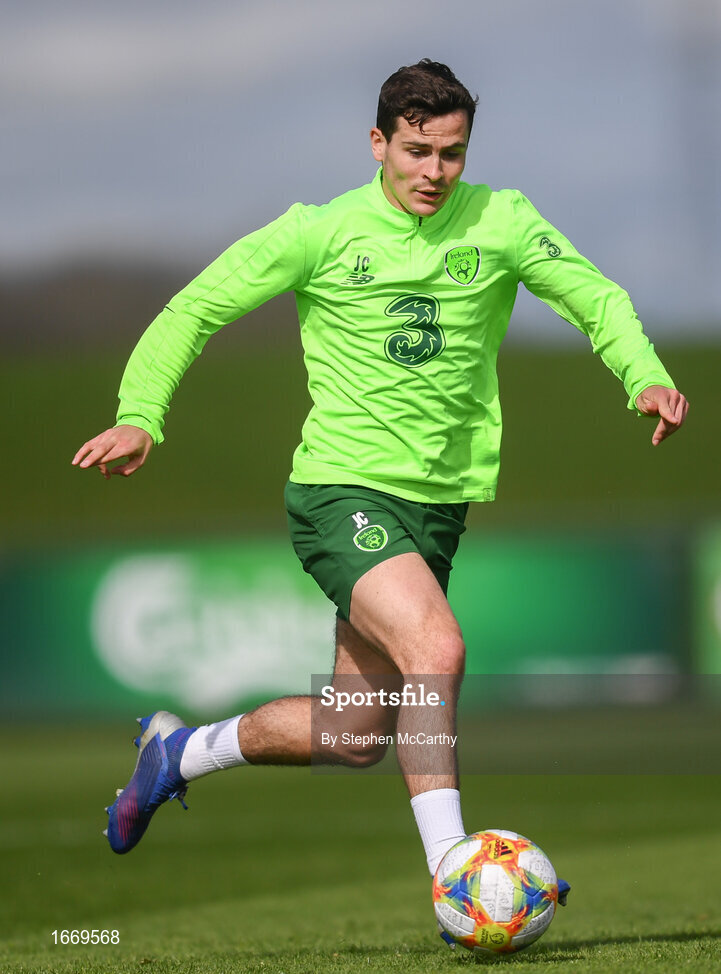 20 March 2019; Josh Cullen during a Republic of Ireland training session at the FAI National Training Centre in Abbotstown, Dublin. Photo by Stephen McCarthy/Sportsfile