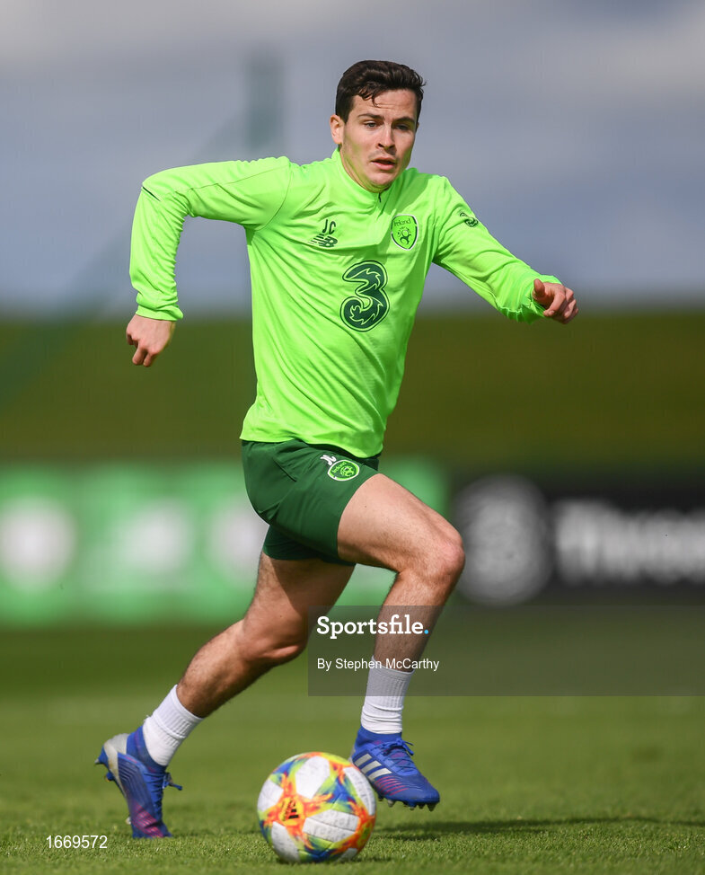 20 March 2019; Josh Cullen during a Republic of Ireland training session at the FAI National Training Centre in Abbotstown, Dublin. Photo by Stephen McCarthy/Sportsfile