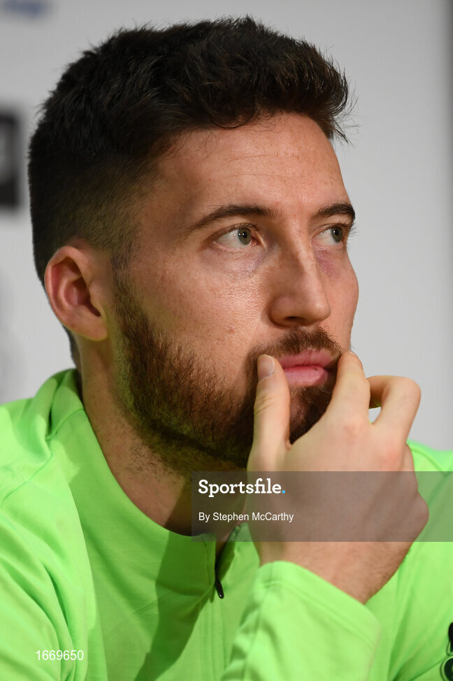 20 March 2019; Matt Doherty during a Republic of Ireland press conference at the FAI National Training Centre in Abbotstown, Dublin. Photo by Stephen McCarthy/Sportsfile