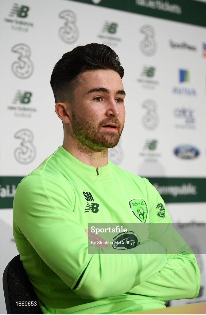 20 March 2019; Sean Maguire during a Republic of Ireland training session at the FAI National Training Centre in Abbotstown, Dublin. Photo by Stephen McCarthy/Sportsfile