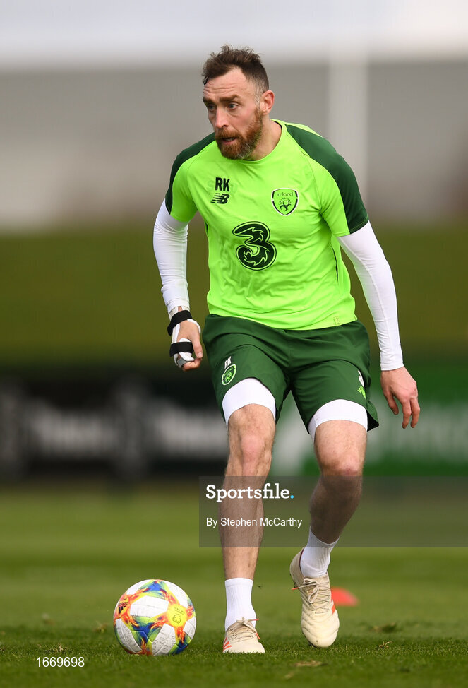 20 March 2019; Richard Keogh during a Republic of Ireland training session at the FAI National Training Centre in Abbotstown, Dublin. Photo by Stephen McCarthy/Sportsfile