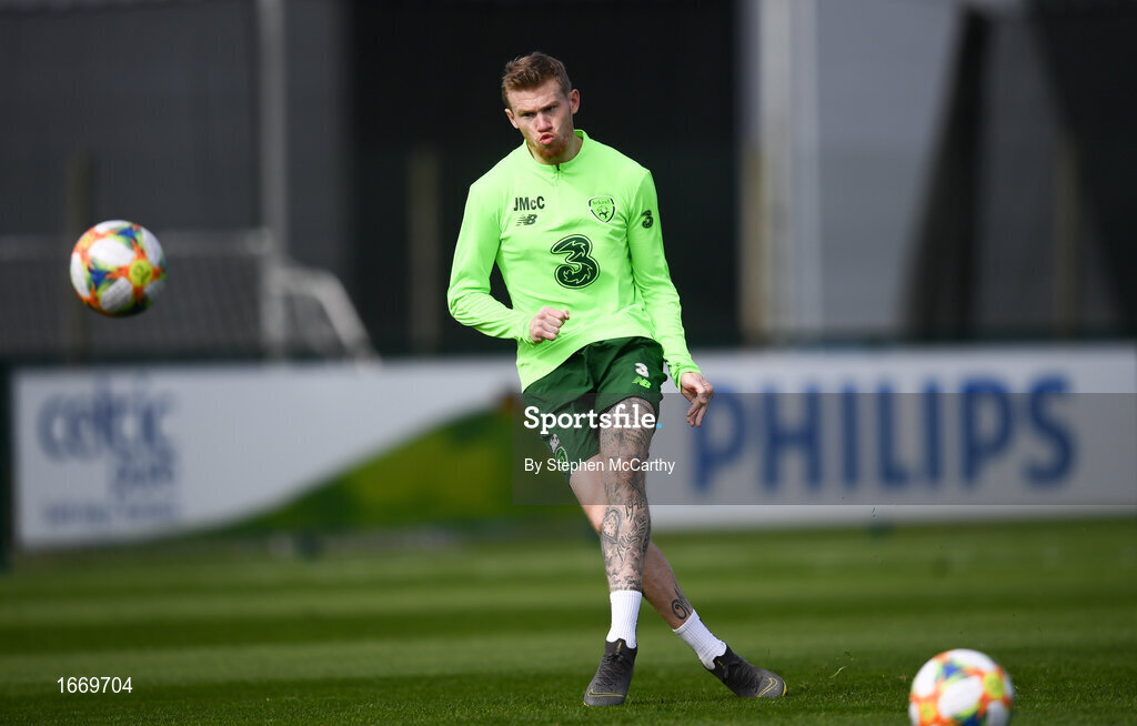 20 March 2019; James McClean during a Republic of Ireland training session at the FAI National Training Centre in Abbotstown, Dublin. Photo by Stephen McCarthy/Sportsfile