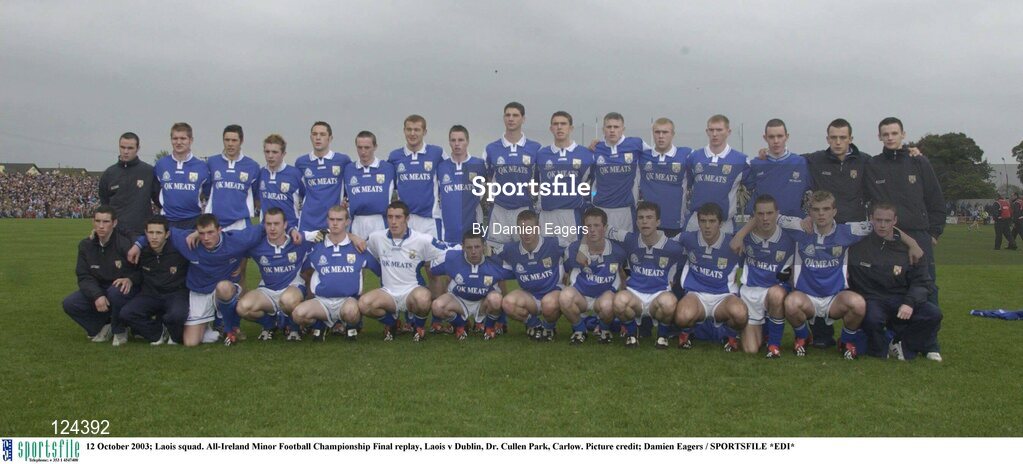 12 October 2003; Laois squad. All-Ireland Minor Football Championship Final replay, Laois v Dublin, Dr. Cullen Park, Carlow. Picture credit; Damien Eagers / SPORTSFILE *EDI*