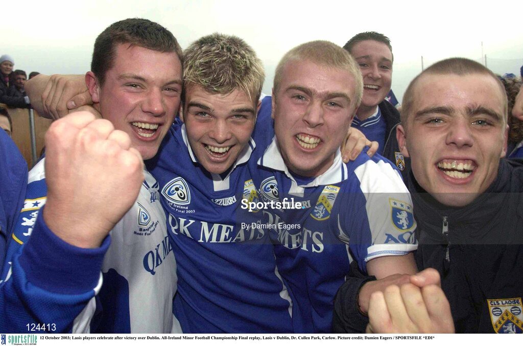 12 October 2003; Laois players celebrate after victory over Dublin. All-Ireland Minor Football Championship Final replay, Laois v Dublin, Dr. Cullen Park, Carlow. Picture credit; Damien Eagers / SPORTSFILE *EDI*