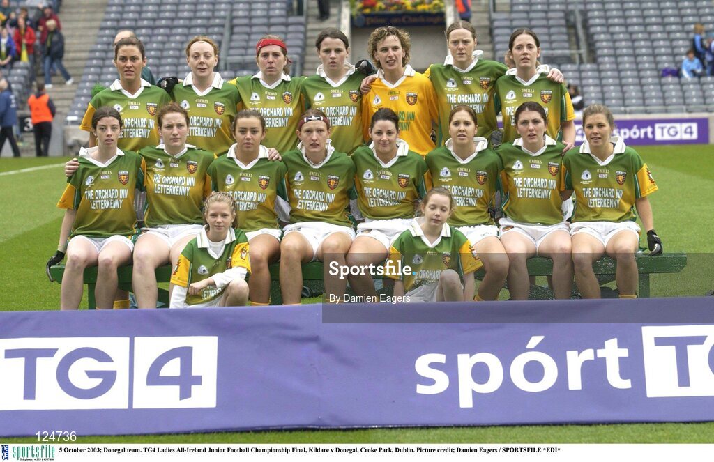 5 October 2003; Donegal team. TG4 Ladies All-Ireland Junior Football Championship Final, Kildare v Donegal, Croke Park, Dublin. Picture credit; Damien Eagers / SPORTSFILE *EDI*