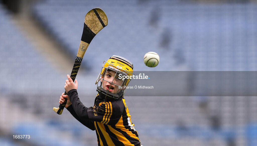 14 April 2019; Andrew Dalton, from St Lachtains GAA, Co Kilkenny, during the Littlewoods Ireland Go Games Provincial Days in Croke Park. This year over 6,000 boys and girls aged between six and twelve represented their clubs in a series of mini blitzes and just like their heroes got to play in Croke Park. Photo by Piaras Ó Mídheach/Sportsfile