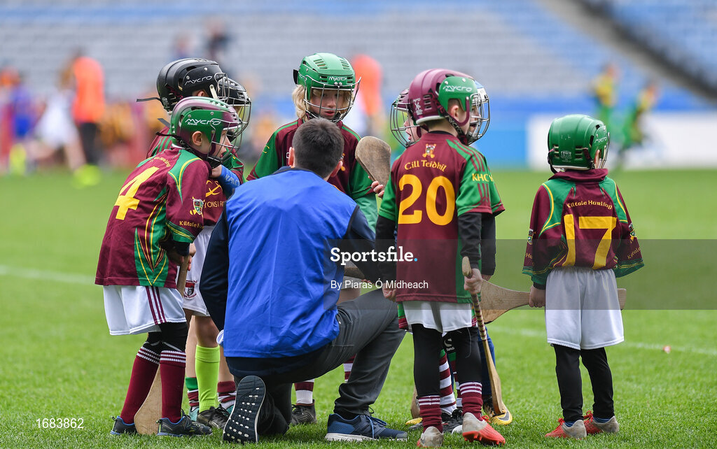 14 April 2019; Players from Kiltale, Co Meath, during the Littlewoods Ireland Go Games Provincial Days in Croke Park. This year over 6,000 boys and girls aged between six and twelve represented their clubs in a series of mini blitzes and just like their heroes got to play in Croke Park. Photo by Piaras Ó Mídheach/Sportsfile