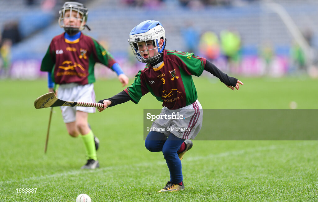 14 April 2019; Tadhg Purcell of Kiltale, Co Meath, in action against Piltown, Co Kilkenny, during the Littlewoods Ireland Go Games Provincial Days in Croke Park. This year over 6,000 boys and girls aged between six and twelve represented their clubs in a series of mini blitzes and just like their heroes got to play in Croke Park. Photo by Piaras Ó Mídheach/Sportsfile