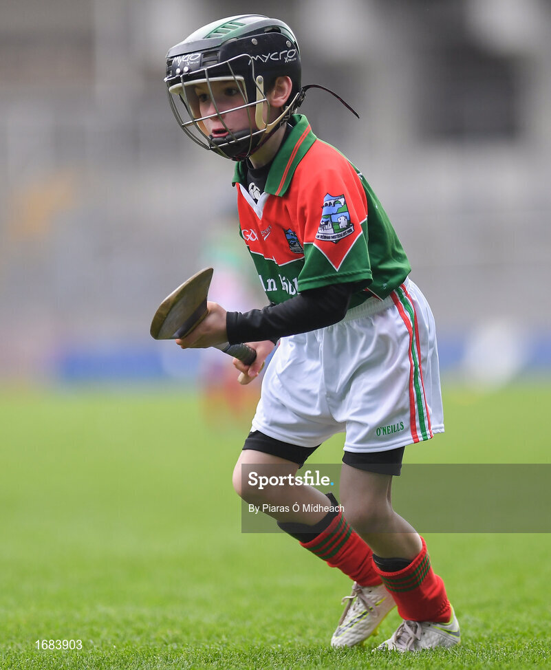 14 April 2019; Seán Gann of The Rower Inistioge, Co Kilkenny, in action against Faythe Harriers, Co Wexford, during the Littlewoods Ireland Go Games Provincial Days in Croke Park. This year over 6,000 boys and girls aged between six and twelve represented their clubs in a series of mini blitzes and just like their heroes got to play in Croke Park. Photo by Piaras Ó Mídheach/Sportsfile