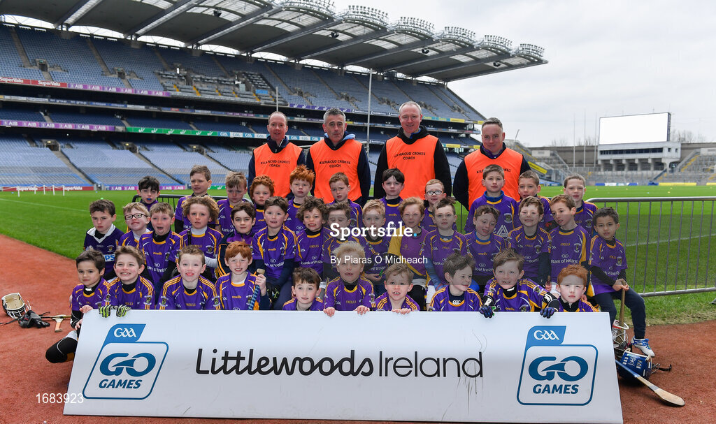 14 April 2019; The Kilmacud Crokes, Co Dublin, team at the Littlewoods Ireland Go Games Provincial Days in Croke Park. This year over 6,000 boys and girls aged between six and twelve represented their clubs in a series of mini blitzes and just like their heroes got to play in Croke Park. Photo by Piaras Ó Mídheach/Sportsfile