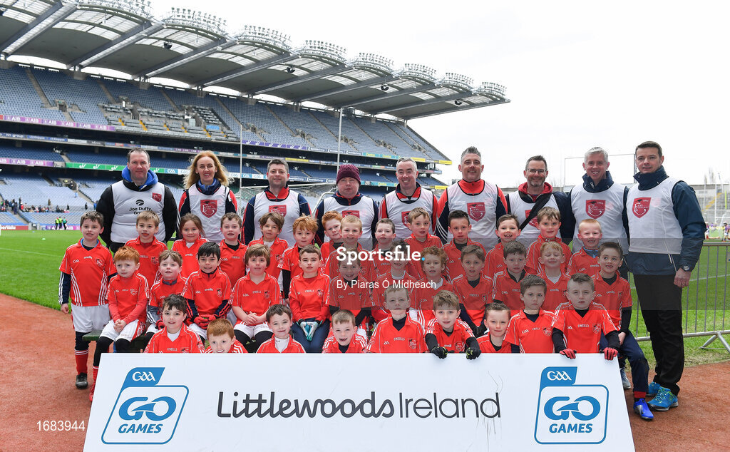 14 April 2019; The Fingallians, Co Dublin, team at the Littlewoods Ireland Go Games Provincial Days in Croke Park. This year over 6,000 boys and girls aged between six and twelve represented their clubs in a series of mini blitzes and just like their heroes got to play in Croke Park. Photo by Piaras Ó Mídheach/Sportsfile