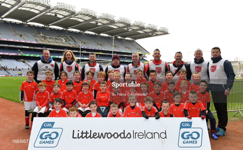 14 April 2019; The Fingallians, Co Dublin, team at the Littlewoods Ireland Go Games Provincial Days in Croke Park. This year over 6,000 boys and girls aged between six and twelve represented their clubs in a series of mini blitzes and just like their heroes got to play in Croke Park. Photo by Piaras Ó Mídheach/Sportsfile
