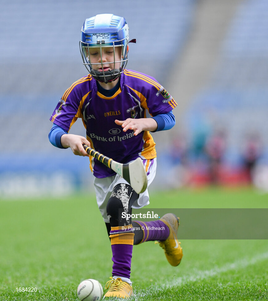 14 April 2019; Action from Kilmacud Crokes, Co Dublin, against Clontarf, Co Dublin, during the Littlewoods Ireland Go Games Provincial Days in Croke Park. This year over 6,000 boys and girls aged between six and twelve represented their clubs in a series of mini blitzes and just like their heroes got to play in Croke Park. Photo by Piaras Ó Mídheach/Sportsfile