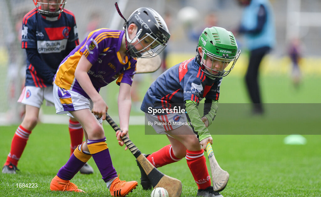 14 April 2019; Action from Kilmacud Crokes, Co Dublin, against Clontarf, Co Dublin, during the Littlewoods Ireland Go Games Provincial Days in Croke Park. This year over 6,000 boys and girls aged between six and twelve represented their clubs in a series of mini blitzes and just like their heroes got to play in Croke Park. Photo by Piaras Ó Mídheach/Sportsfile