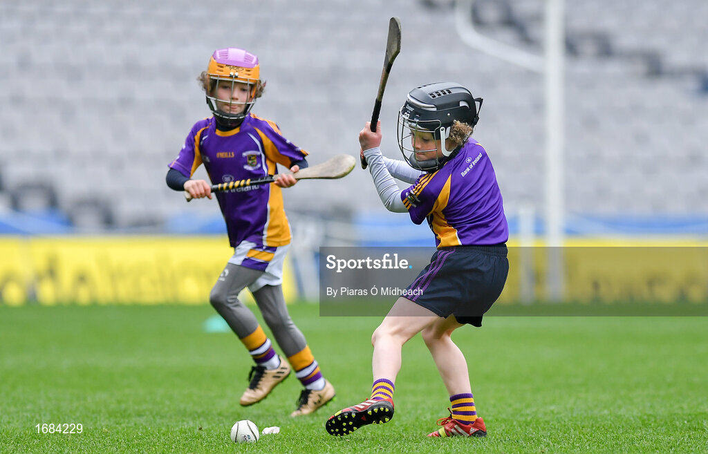14 April 2019; Action from Kilmacud Crokes, Co Dublin, against Clontarf, Co Dublin, during the Littlewoods Ireland Go Games Provincial Days in Croke Park. This year over 6,000 boys and girls aged between six and twelve represented their clubs in a series of mini blitzes and just like their heroes got to play in Croke Park. Photo by Piaras Ó Mídheach/Sportsfile