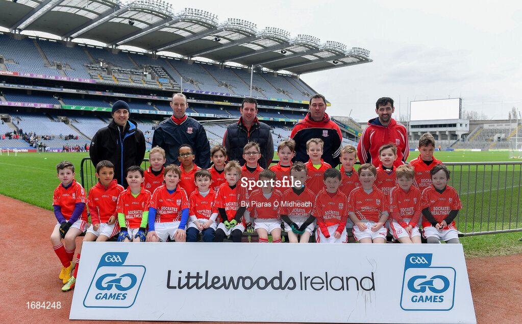 14 April 2019; The Caulry, Co Westmeath, team at the Littlewoods Ireland Go Games Provincial Days in Croke Park. This year over 6,000 boys and girls aged between six and twelve represented their clubs in a series of mini blitzes and just like their heroes got to play in Croke Park. Photo by Piaras Ó Mídheach/Sportsfile