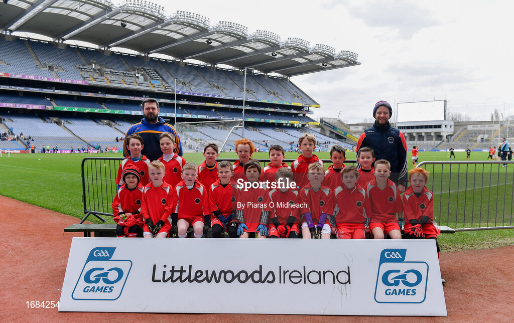14 April 2019; The Ballinstragh Gaels, Co Wexford, team at the Littlewoods Ireland Go Games Provincial Days in Croke Park. This year over 6,000 boys and girls aged between six and twelve represented their clubs in a series of mini blitzes and just like their heroes got to play in Croke Park. Photo by Piaras Ó Mídheach/Sportsfile
