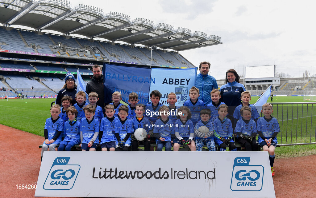 14 April 2019; The Ballyroan Abbey, Co Laois, team at the Littlewoods Ireland Go Games Provincial Days in Croke Park. This year over 6,000 boys and girls aged between six and twelve represented their clubs in a series of mini blitzes and just like their heroes got to play in Croke Park. Photo by Piaras Ó Mídheach/Sportsfile