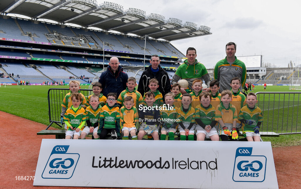 14 April 2019; The Kilcormac Killoughey, Co Offaly, team at the Littlewoods Ireland Go Games Provincial Days in Croke Park. This year over 6,000 boys and girls aged between six and twelve represented their clubs in a series of mini blitzes and just like their heroes got to play in Croke Park. Photo by Piaras Ó Mídheach/Sportsfile