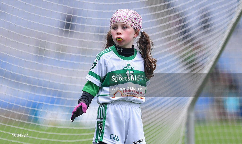 14 April 2019; Léann Coyne of St Ultan's Cortown Gaels, Co Meath, during the Littlewoods Ireland Go Games Provincial Days in Croke Park. This year over 6,000 boys and girls aged between six and twelve represented their clubs in a series of mini blitzes and just like their heroes got to play in Croke Park. Photo by Piaras Ó Mídheach/Sportsfile