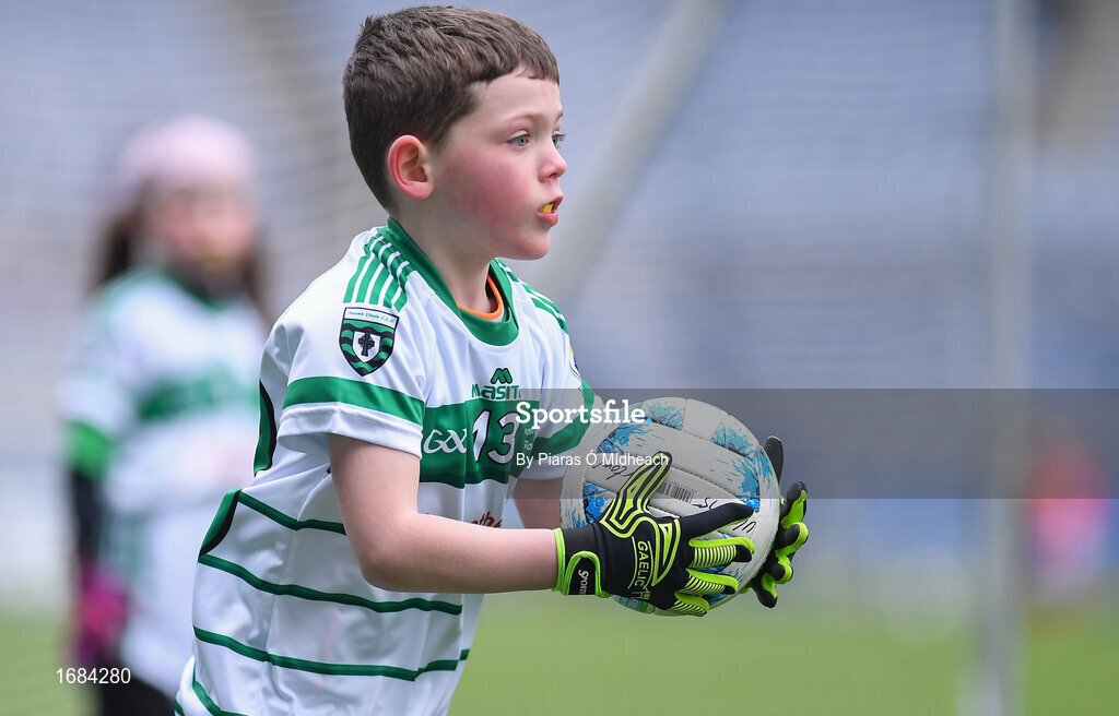 14 April 2019; Action from St Ultan's Cortown Gaels, Co Meath, against Geraldines, Co Louth, during the Littlewoods Ireland Go Games Provincial Days in Croke Park. This year over 6,000 boys and girls aged between six and twelve represented their clubs in a series of mini blitzes and just like their heroes got to play in Croke Park. Photo by Piaras Ó Mídheach/Sportsfile