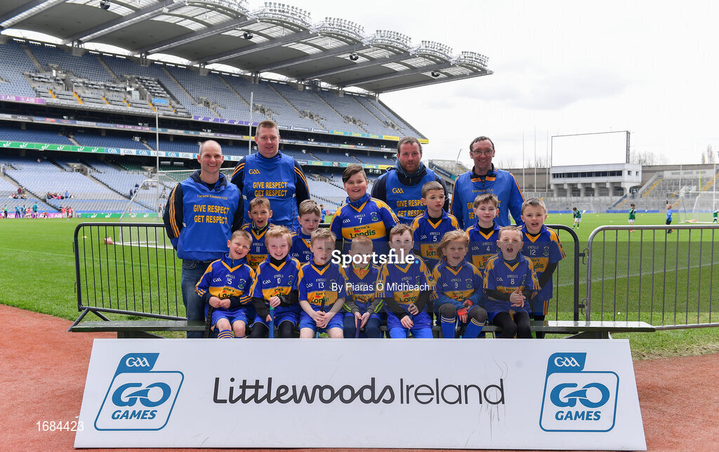14 April 2019; The Carnew Emmets, Co Wicklow, team at the Littlewoods Ireland Go Games Provincial Days in Croke Park. This year over 6,000 boys and girls aged between six and twelve represented their clubs in a series of mini blitzes and just like their heroes got to play in Croke Park. Photo by Piaras Ó Mídheach/Sportsfile