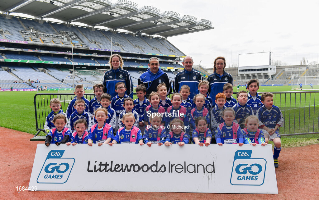 14 April 2019; The Kildalkey, Co Meath, team at the Littlewoods Ireland Go Games Provincial Days in Croke Park. This year over 6,000 boys and girls aged between six and twelve represented their clubs in a series of mini blitzes and just like their heroes got to play in Croke Park. Photo by Piaras Ó Mídheach/Sportsfile