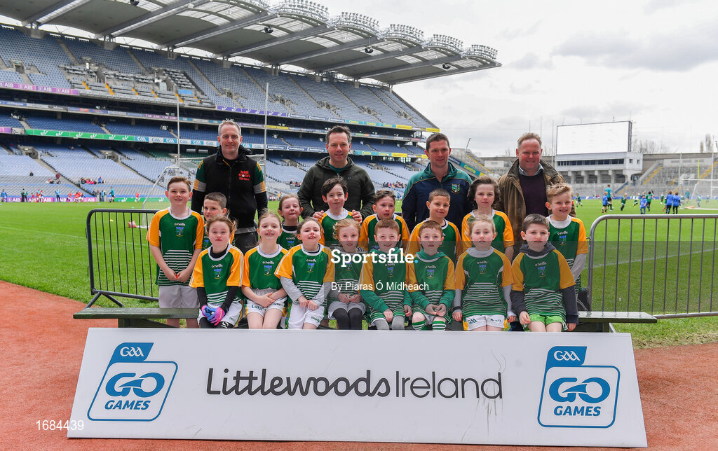 14 April 2019; The Laragh, Co Wicklow, team at the Littlewoods Ireland Go Games Provincial Days in Croke Park. This year over 6,000 boys and girls aged between six and twelve represented their clubs in a series of mini blitzes and just like their heroes got to play in Croke Park. Photo by Piaras Ó Mídheach/Sportsfile