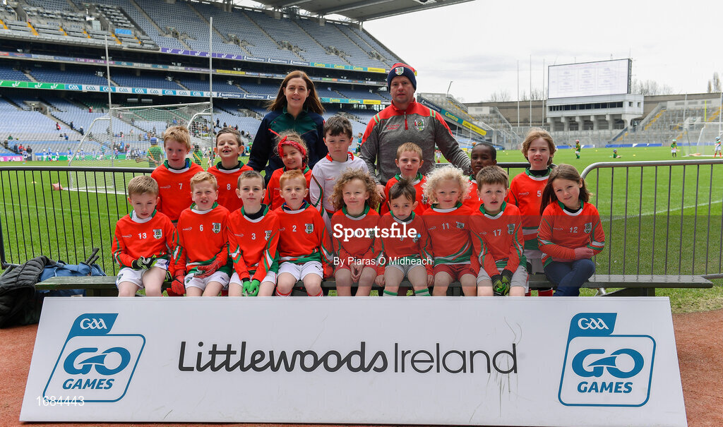 14 April 2019; The Clonaslee-St.Manmans, Co Laois, team at the Littlewoods Ireland Go Games Provincial Days in Croke Park. This year over 6,000 boys and girls aged between six and twelve represented their clubs in a series of mini blitzes and just like their heroes got to play in Croke Park. Photo by Piaras Ó Mídheach/Sportsfile