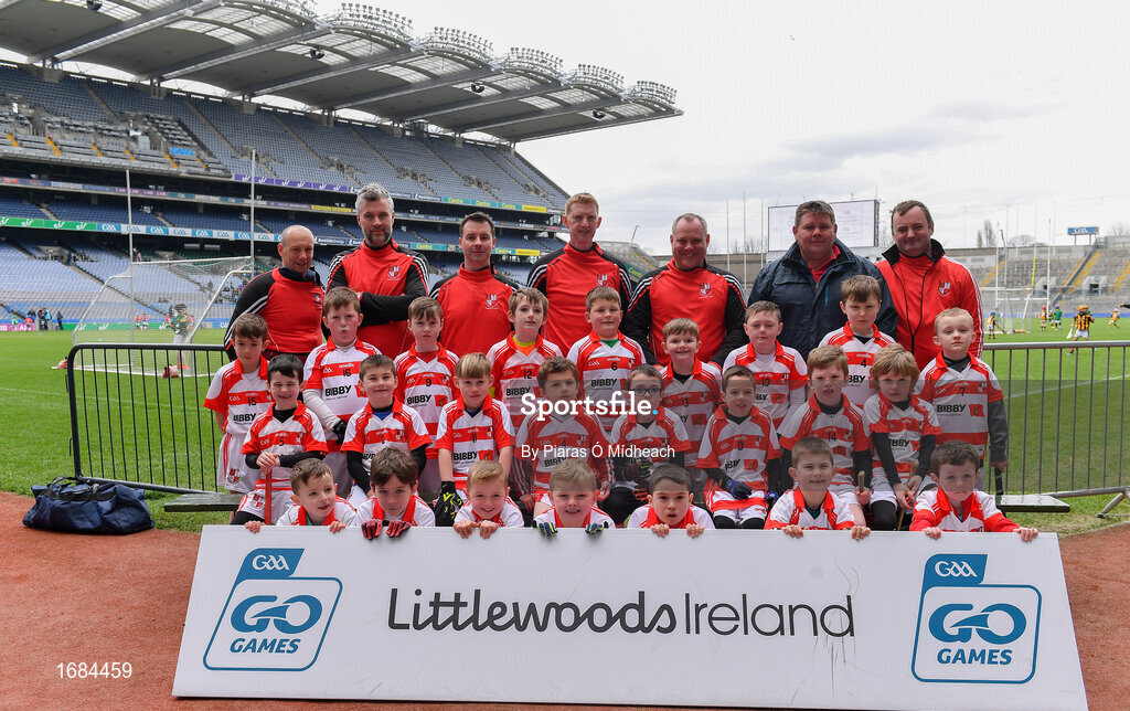 14 April 2019; The Cappagh, Co Kildare, team at the Littlewoods Ireland Go Games Provincial Days in Croke Park. This year over 6,000 boys and girls aged between six and twelve represented their clubs in a series of mini blitzes and just like their heroes got to play in Croke Park. Photo by Piaras Ó Mídheach/Sportsfile