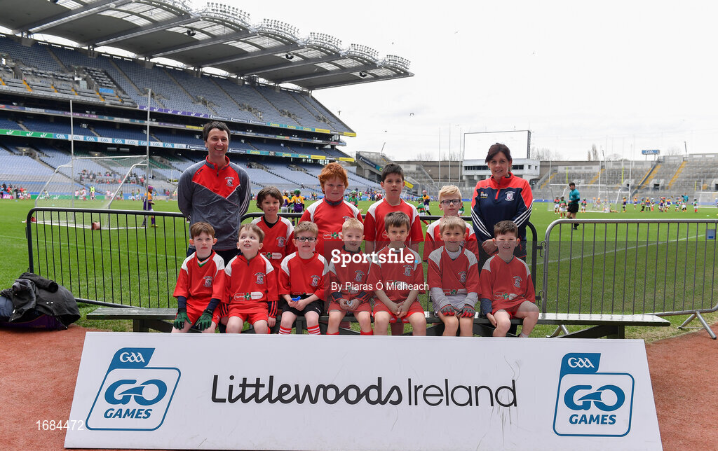 14 April 2019; The St. Mary's Maudlintown, Co Wexford, team at the Littlewoods Ireland Go Games Provincial Days in Croke Park. This year over 6,000 boys and girls aged between six and twelve represented their clubs in a series of mini blitzes and just like their heroes got to play in Croke Park. Photo by Piaras Ó Mídheach/Sportsfile