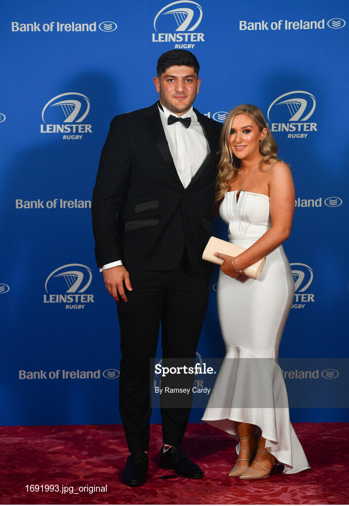28 April 2019; On arrival at the Leinster Rugby Awards Ball are Vakh Abdaladze and Rachel Hoff. The Leinster Rugby Awards Ball, taking place at the InterContinental Dublin were a celebration of the 2018/19 Leinster Rugby season to date. Photo by Ramsey Cardy/Sportsfile