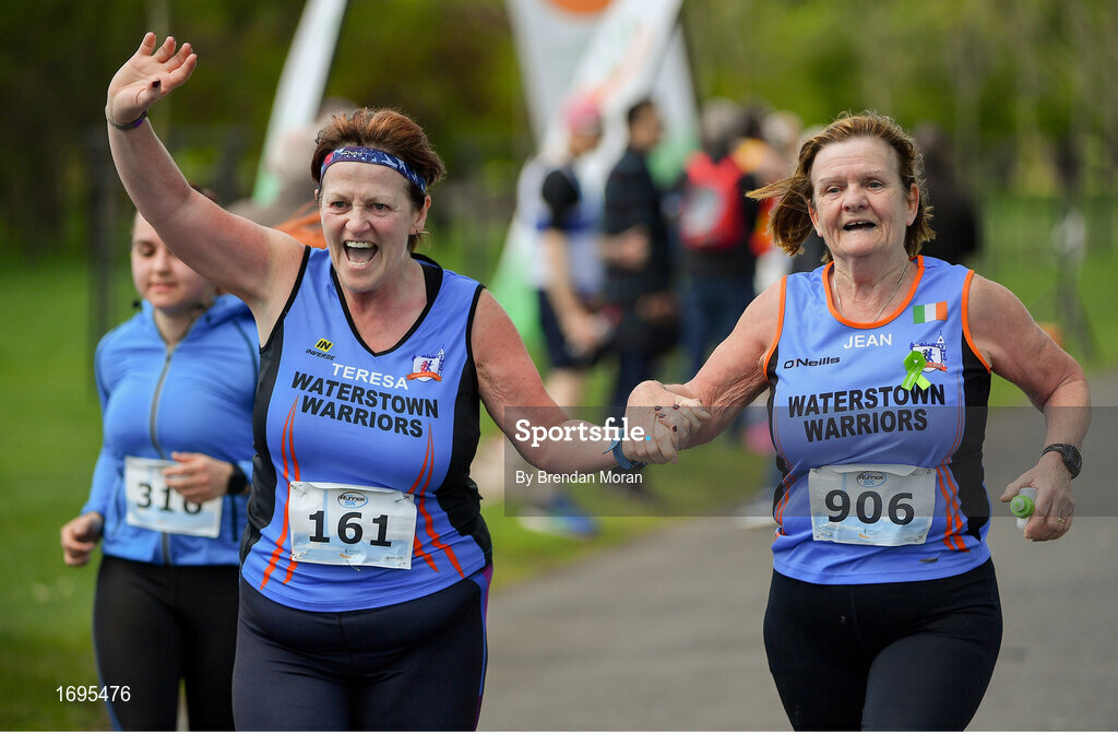 4 May 2019; Teresa Hartford, left, and Jean O'Reilly of Waterstown Warriors A.C. in Dublin, competing at the Irish Runner 5k in conjunction with the AAI National 5k Championships, Phoenix Park in Dublin. Photo by Brendan Moran/Sportsfile