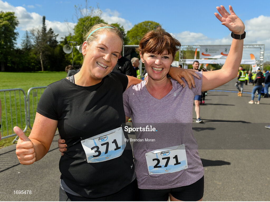 4 May 2019; Bernie Carty, left, and Sharon Woods of Crusaders A.C. Dublin, after competing at the Irish Runner 5k in conjunction with the AAI National 5k Championships, Phoenix Park in Dublin. Photo by Brendan Moran/Sportsfile