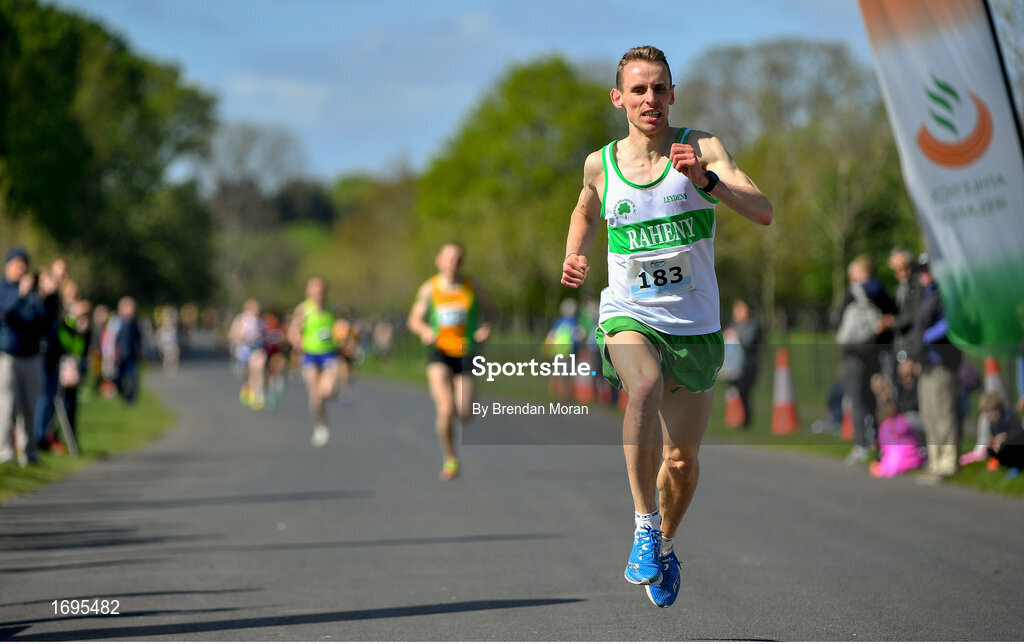 4 May 2019; Kieran Kelly of Raheny Shamrock A.C in Dublin, on the way to winning the AAI Men's National 5k Championships at the Irish Runner 5k in conjunction with the AAI National 5k Championships, Phoenix Park in Dublin. Photo by Brendan Moran/Sportsfile