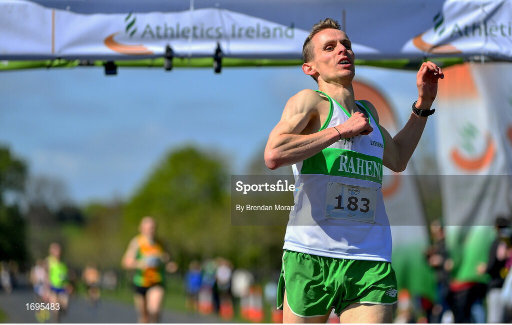 4 May 2019; Kieran Kelly of Raheny Shamrock A.C in Dublin, on the way to winning the AAI Men's National 5k Championships at the Irish Runner 5k in conjunction with the AAI National 5k Championships, Phoenix Park in Dublin. Photo by Brendan Moran/Sportsfile