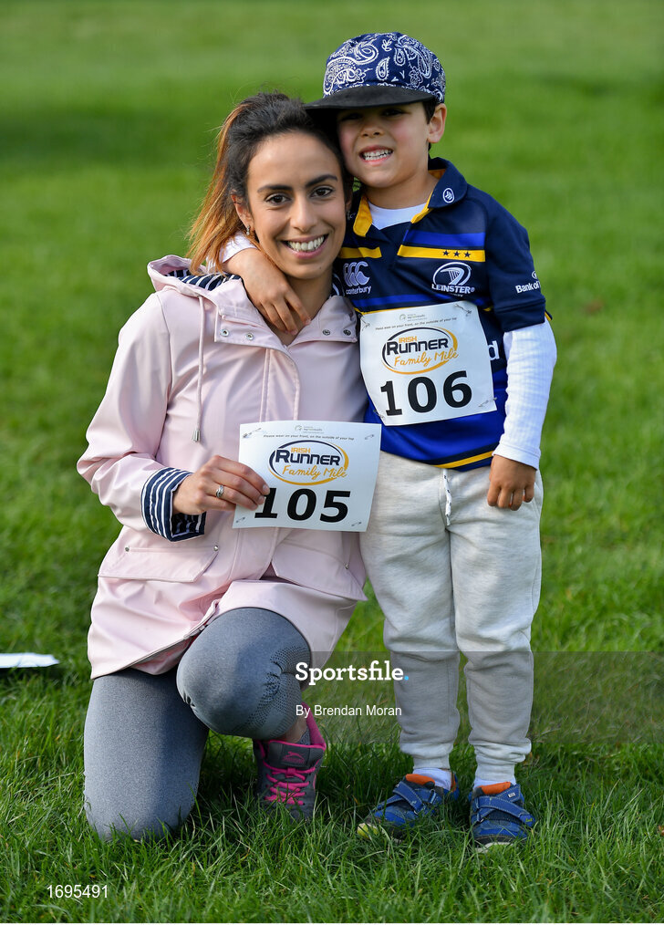 4 May 2019; Tara and Feidhleim Seepersad, from Navan in meath, prepare for the Family Mile, at the Irish Runner 5k in conjunction with the AAI National 5k Championships, Phoenix Park in Dublin. Photo by Brendan Moran/Sportsfile
