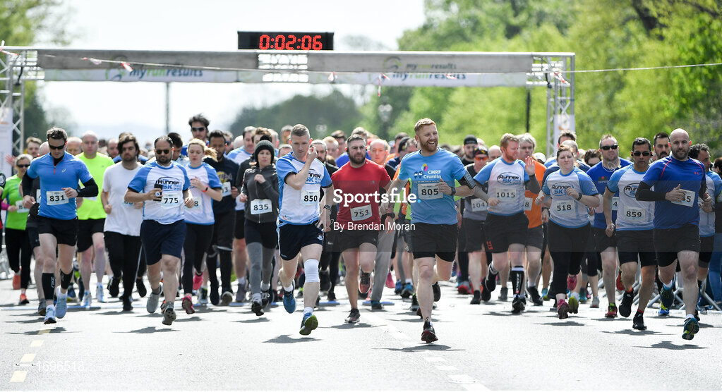 4 May 2019; Participants at the start of the Irish Runner 5k in conjunction with the AAI National 5k Championships, Phoenix Park in Dublin. Photo by Brendan Moran/Sportsfile