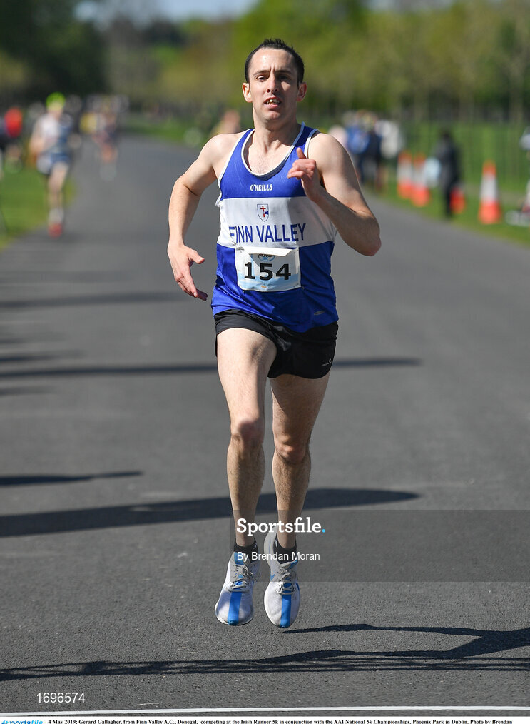 4 May 2019; Gerard Gallagher, from Finn Valley A.C., Donegal,  competing at the Irish Runner 5k in conjunction with the AAI National 5k Championships, Phoenix Park in Dublin. Photo by Brendan Moran/Sportsfile
