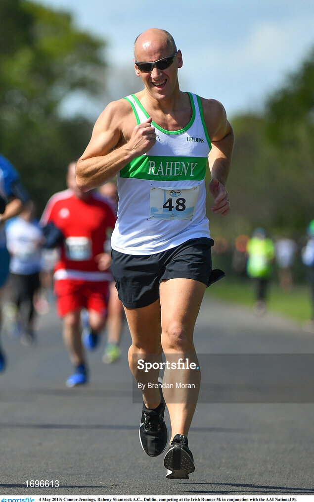 4 May 2019; Connor Jennings, Raheny Shamrock A.C., Dublin, competing at the Irish Runner 5k in conjunction with the AAI National 5k Championships, Phoenix Park in Dublin. Photo by Brendan Moran/Sportsfile