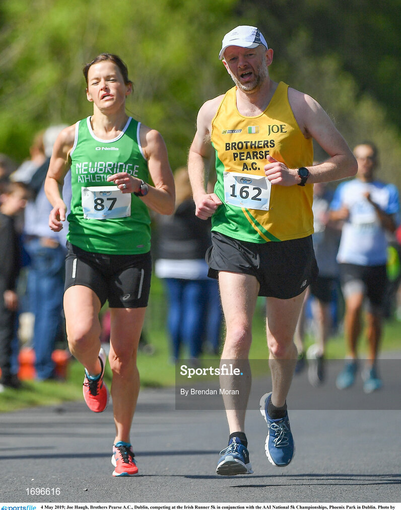 4 May 2019; Joe Haugh, Brothers Pearse A.C., Dublin, competing at the Irish Runner 5k in conjunction with the AAI National 5k Championships, Phoenix Park in Dublin. Photo by Brendan Moran/Sportsfile