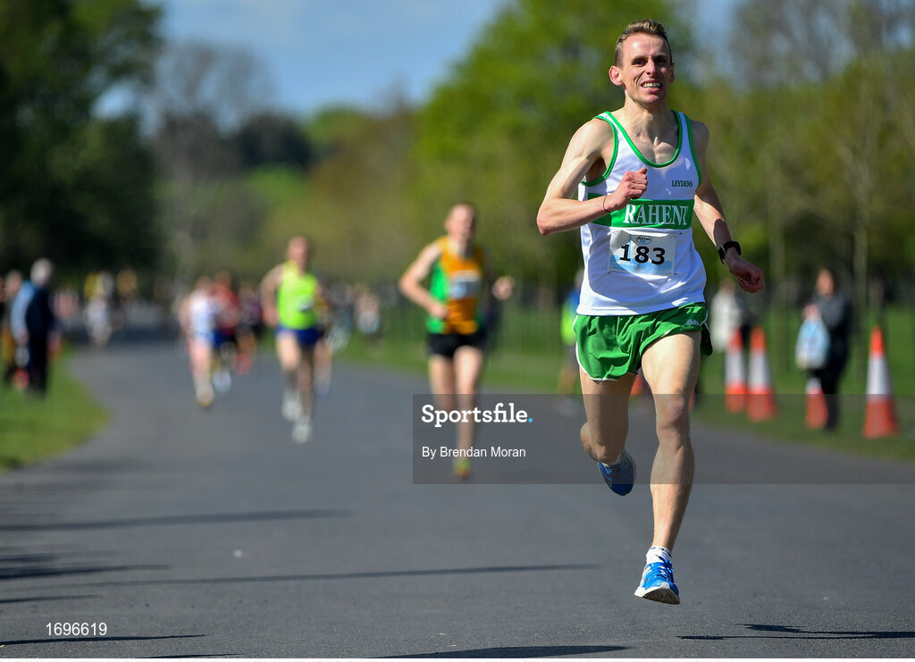 4 May 2019; Kieran Kelly, Raheny Shamrock A.C., Dublin, on his way to winning the AAI 5k National Championships, at the Irish Runner 5k in conjunction with the AAI National 5k Championships, Phoenix Park in Dublin. Photo by Brendan Moran/Sportsfile